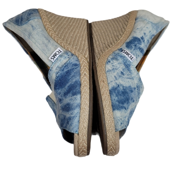 TOMS TDENM Wedges Tie Dyed Denim Espadrille - Picture 6 of 9